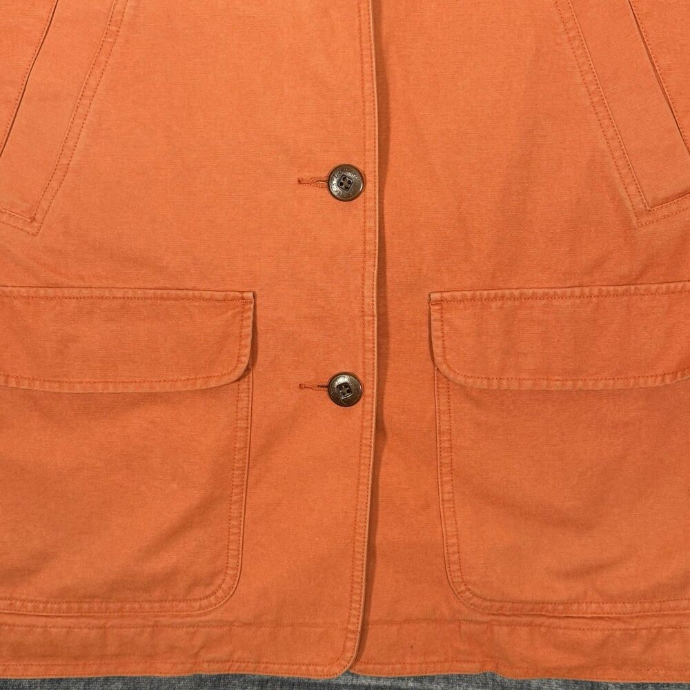 LL Bean Vintage Barn Chore Coat Canvas Field Jacket Womens Large Orange - Picture 5 of 12